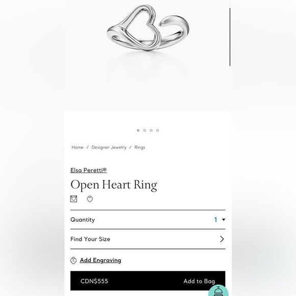 Tiffany & Co. Elsa Peretti Rare Large Open Heart 925 Sterling Silver Ring - Picture 8 of 8